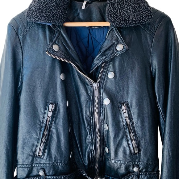 🛑SOLD Free People Asheville Vegan Leather Moto Jacket in Black Size S - Picture 6 of 13